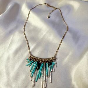 Beaded Gold and Turquoise Necklace